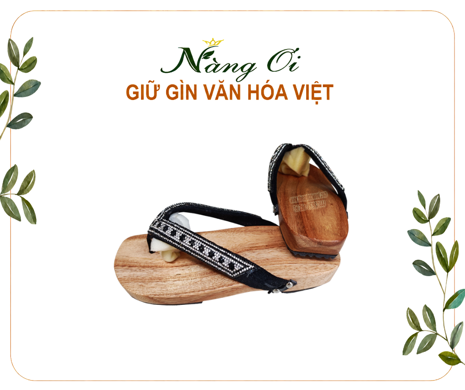 guốc gỗ Việt Nam mang phong cách ngày xưa cao 3cm dễ di chuyển